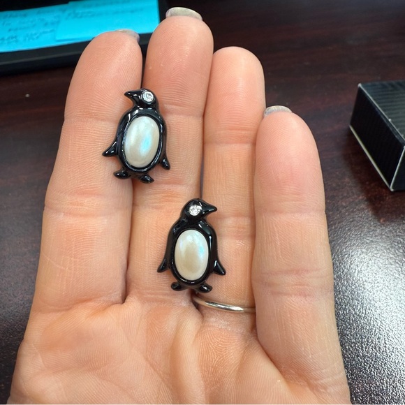 Avon Jewelry - Avon “Penelope Penguin” Black and White Penguin clip Earrings NIB 1992 vintage